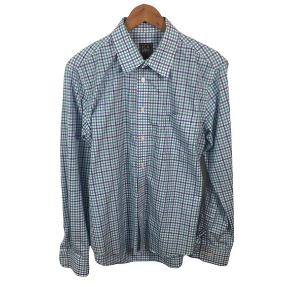 BF561 Men’s Jos. A. Bank TRAVELER Striped SLIM FIT Button Down Shirt L - Picture 1 of 4